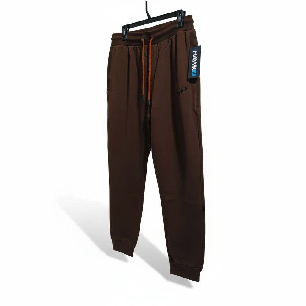 Tony Hawk Nice Weight Fleece Joggers Sweatpants w Back Zip Pocket in Dark Earth